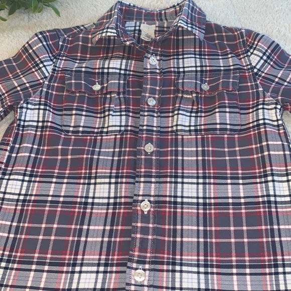 Crewcuts 8 Gray Navy & Red Button Down Shirt EUC - Picture 6 of 8
